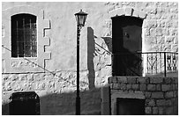 Blue door and windows, Synagogue Quarter, Safed (Tsfat). Israel (black and white)