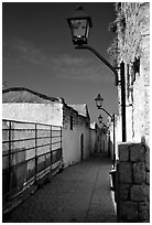 Alley with lanterns, Synagogue Quarter, Safed (Safad). Israel (black and white)