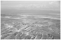 Dead Sea and Jordan seen from Masada. Israel (black and white)