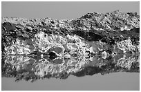 Salt formations reflected in the Dead Sea. Israel (black and white)