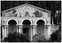 Church, Mount of Olives. Jerusalem, Israel (black and white)