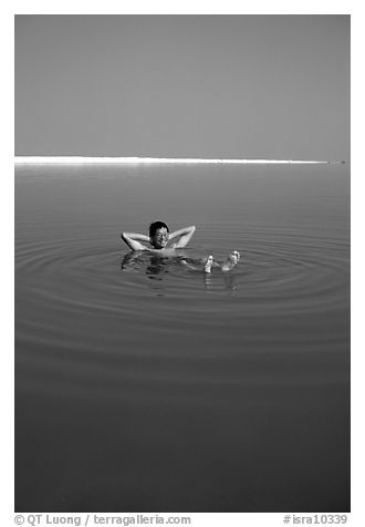 Flotting in the Dead Sea. Israel (black and white)