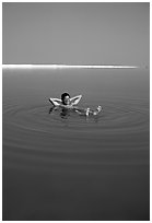 Flotting in the Dead Sea. Israel (black and white)