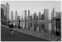 Promenade along Dubai Creek. United Arab Emirates ( black and white)