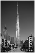 Burj Khalifa from Souk Al Bahar. United Arab Emirates ( black and white)