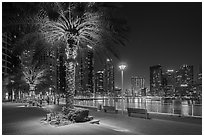 Marina Promenade at night. United Arab Emirates ( black and white)