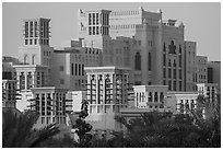 Towers in traditonal style, Medina Jumerah. United Arab Emirates ( black and white)