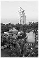 Burj Al Arab from Medina Jumerah. United Arab Emirates ( black and white)