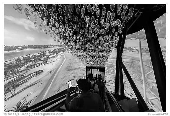 Escalator, Saudi Arabia Pavilion. Expo 2020, Dubai, United Arab Emirates (black and white)