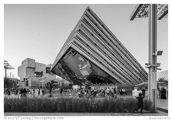 Saudi Arabia Pavilion from the side. Expo 2020, Dubai, United Arab Emirates (black and white)