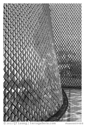 Detail of walls, Pakistan Pavilion. Expo 2020, Dubai, United Arab Emirates (black and white)