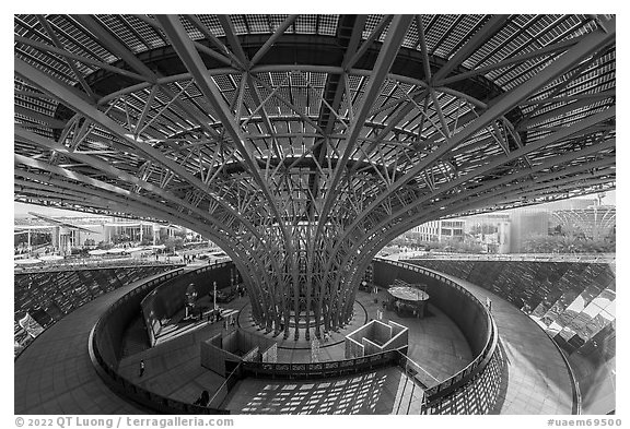 Sustainability Pavilion. Expo 2020, Dubai, United Arab Emirates (black and white)