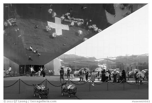 Swizerland Pavilion mirror. Expo 2020, Dubai, United Arab Emirates (black and white)