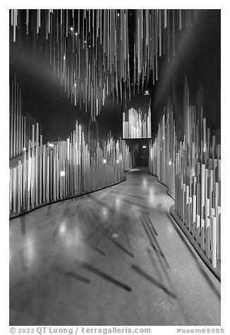 Corridor in Swizerland Pavilion. Expo 2020, Dubai, United Arab Emirates (black and white)