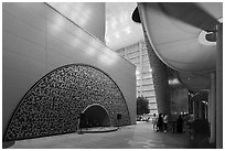 Entrance to Kazakhstan Pavilion. Expo 2020, Dubai, United Arab Emirates ( black and white)