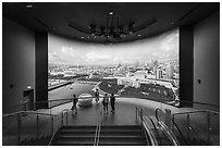 Almaty display, Kazakhstan Pavilion. Expo 2020, Dubai, United Arab Emirates ( black and white)