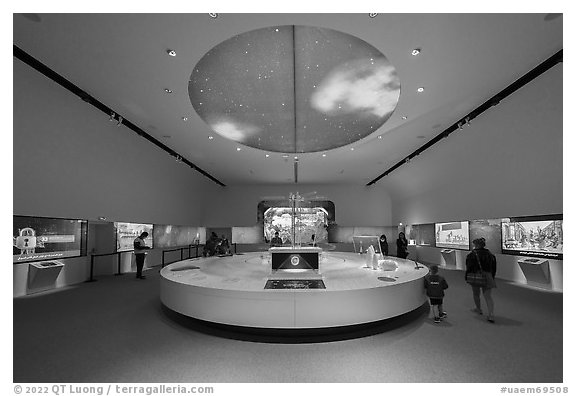 Technology display, Kazakhstan Pavilion. Expo 2020, Dubai, United Arab Emirates (black and white)