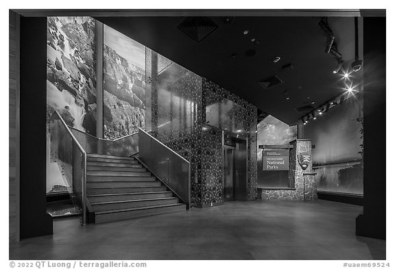 Exhibit 5: America the Beautiful, USA Pavilion. Expo 2020, Dubai, United Arab Emirates (black and white)