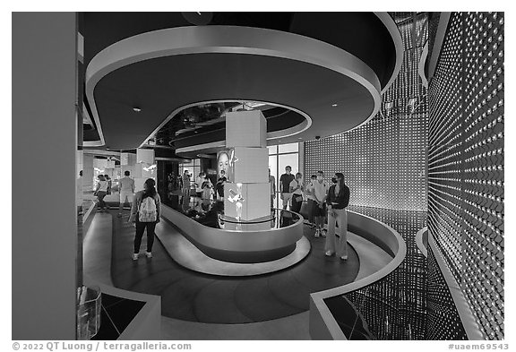 Visitors on moving walkway, Exhibit 3, USA Pavilion. Expo 2020, Dubai, United Arab Emirates