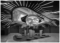 Room with overhead media display, USA Pavilion. Expo 2020, Dubai, United Arab Emirates ( black and white)