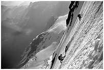 On the North face of Grande Casse, Vanoise, Alps, France. (black and white)