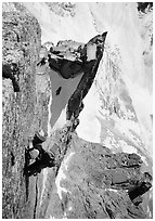 Climber on Aig. des Pelerins,  Mont-Blanc Range, Alps, France. (black and white)