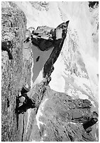 Climber on Aig. des Pelerins,  Mont-Blanc Range, Alps, France. (black and white)