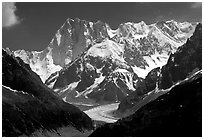Grandes Jorasses and aretes de Rochefort seen from the Aiguilles Rouges, Alps, France. (black and white)