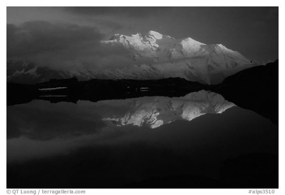 Mont-Blanc range at sunset, Alps, France.