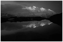 Mont-Blanc range at sunset, Alps, France. (black and white)