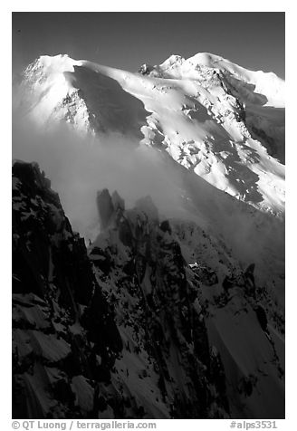 Cosmiques ridge, Tacul and Mont-Blanc. Alps, France