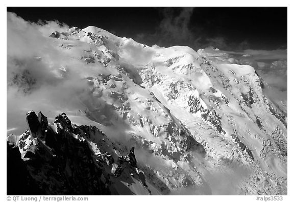 North Face of Mont-Blanc and Dome du Gouter. Alps, France