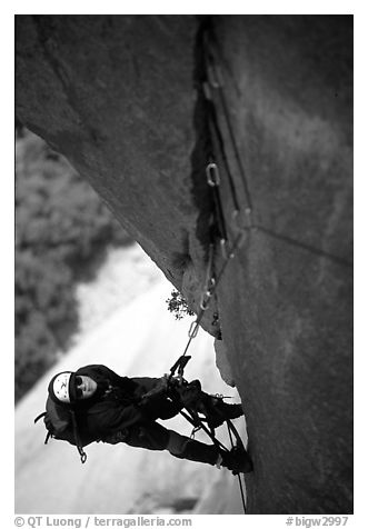 Ky-Van following the third pitch. El Capitan, Yosemite, California