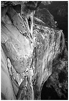 Tom McMillan and Valerio Folco on the last pitch. El Capitan, Yosemite, California (black and white)