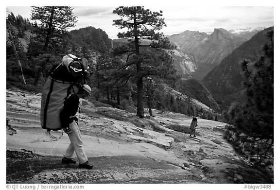 Going down the east ledges. El Capitan, Yosemite, California