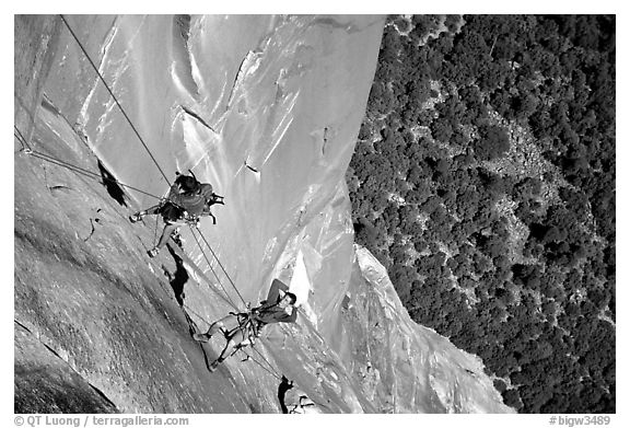 Climbing photographers at work. Yosemite, California