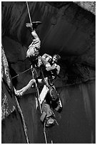 Having some fun 3000 feet above the deck. Yosemite, California (black and white)