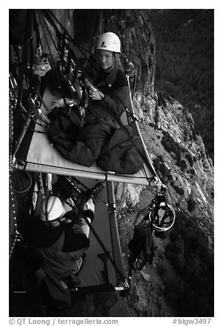 Crowded portaledge camp. El Capitan, Yosemite, California