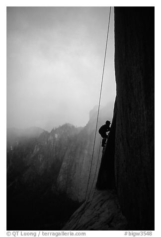 During a stormy day on an attempt  on  Mescalito, El Capitan. Yosemite, California