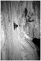 Party on the wall of early morning light, El Capitan. Yosemite, California (black and white)