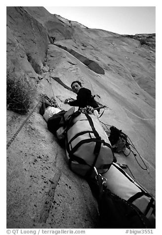 Valerio Folco belaying Tom McMillan. El Capitan, Yosemite, California