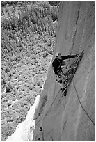 Valerio Folco takes a break from hauling bags. El Capitan, Yosemite, California (black and white)