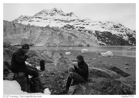 Eating in front of Lamplugh Glacier. Glacier Bay National Park, Alaska