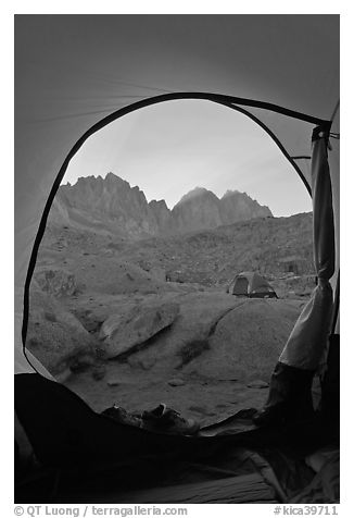 Palissades from tent door, Dusy Basin. Kings Canyon National Park, California