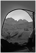 Palissades from tent door, Dusy Basin. Kings Canyon National Park, California (black and white)