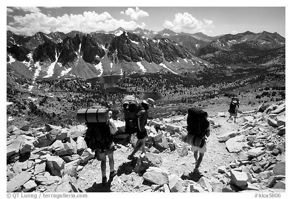 Backpackers below Kearsarge Pass. Kings Canyon National Park, California