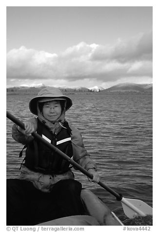 Canoeist Paddling on the Kobuk River. Kobuk Valley National Park, Alaska