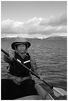 Canoeist Paddling on the Kobuk River. Kobuk Valley National Park, Alaska (black and white)