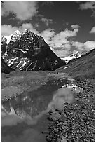 Camp below the Telaquana Mountains. Lake Clark National Park, Alaska (black and white)