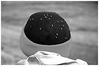 Hat covered with mosquitoes. Lake Clark National Park, Alaska (black and white)